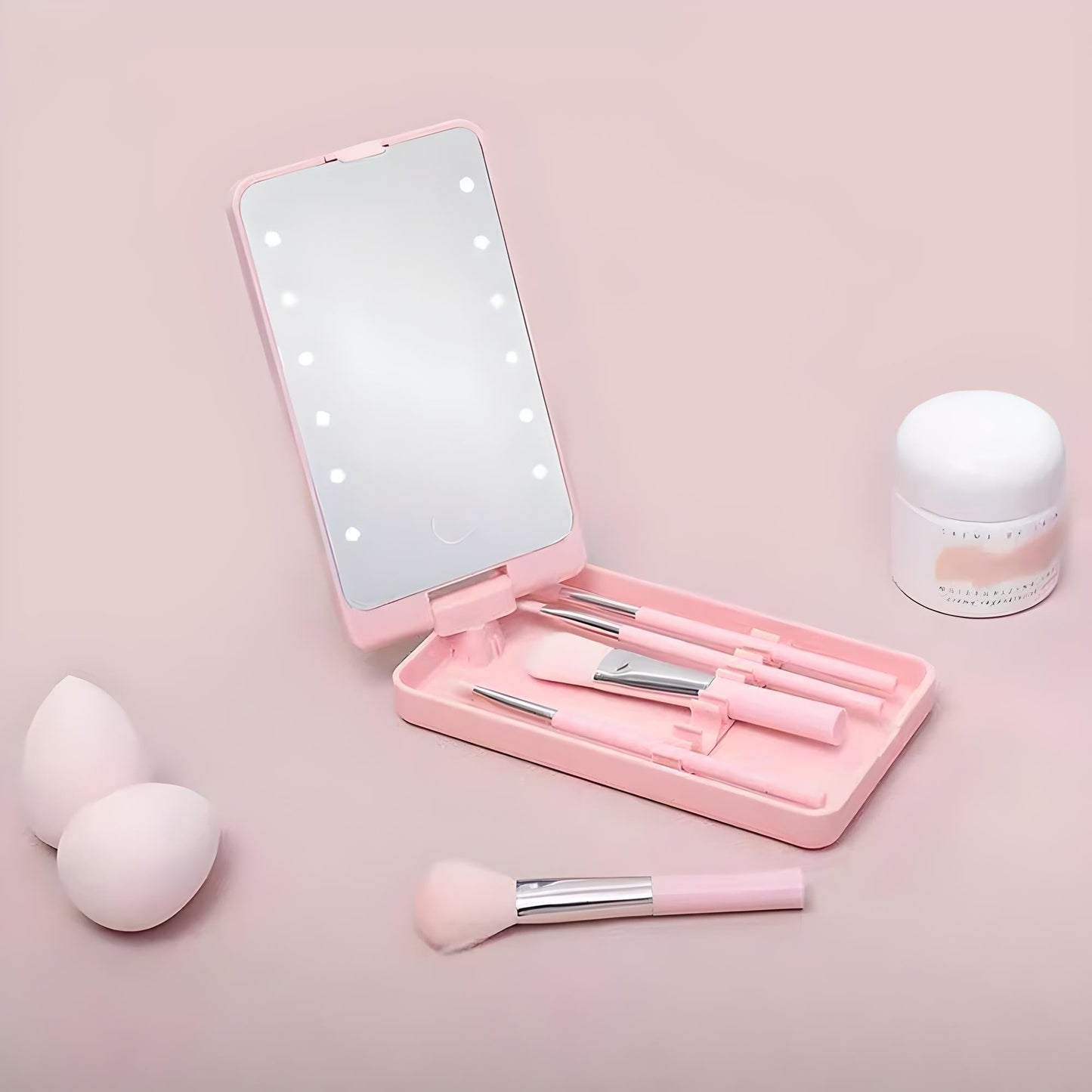 Rose | Reise-Make-up-Pinsel-Spiegel-Set