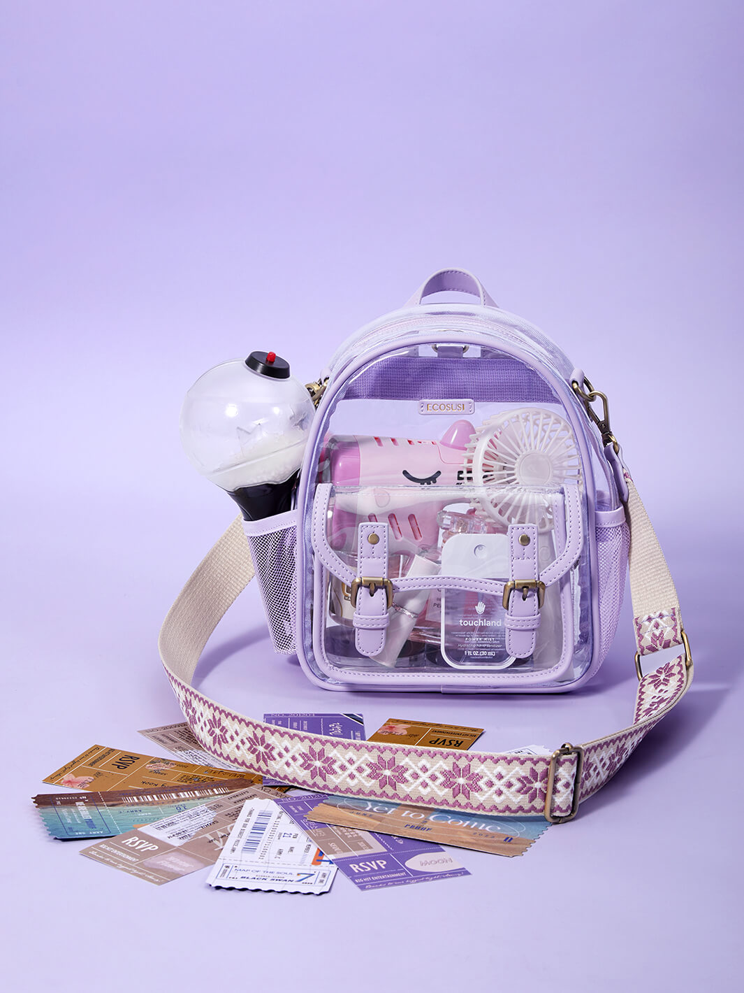 Lilas transparente Mini-Rucksäcke – Stadionzulassung