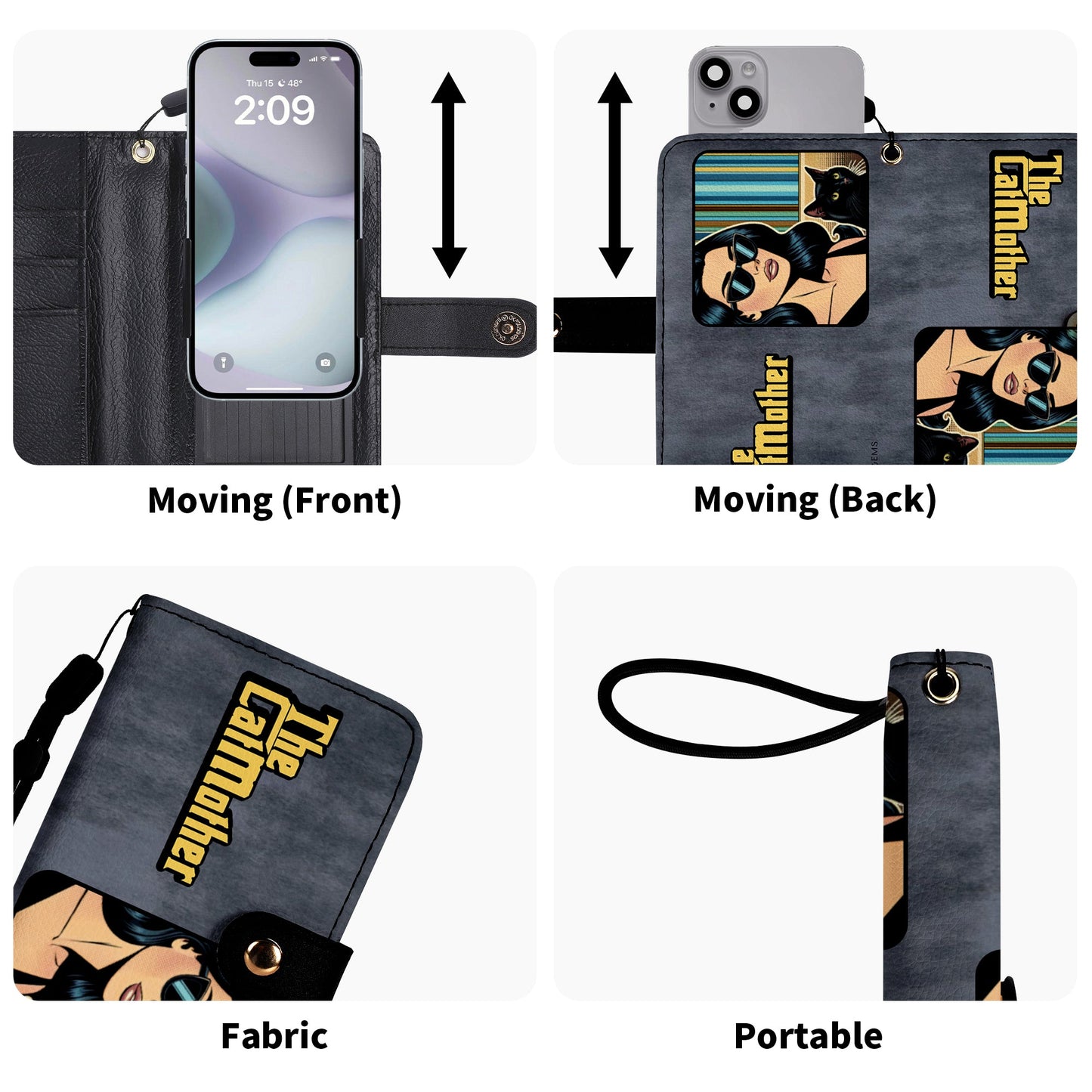 Spezielle benutzerdefinierte Haustier Kunst und Text - personalisierte Telefon Leder Brieftasche - QCUSTOM09PW