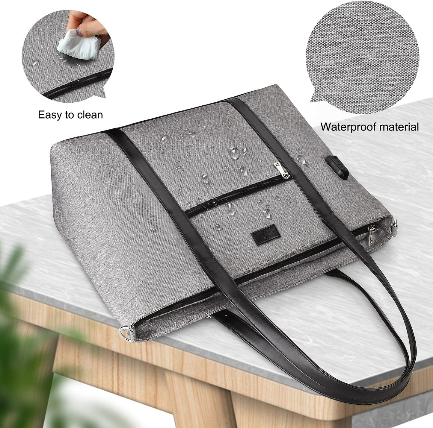 17.3 inch Large Gray Laptop Tote Bag
