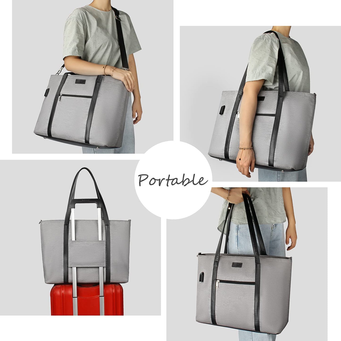 17.3 inch Large Gray Laptop Tote Bag