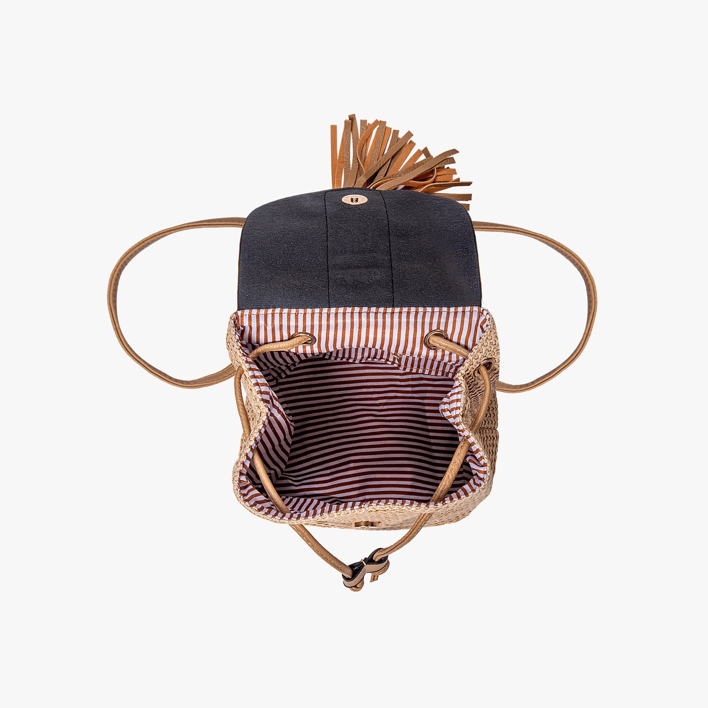 Rucksack aus Stroh mit Quaste