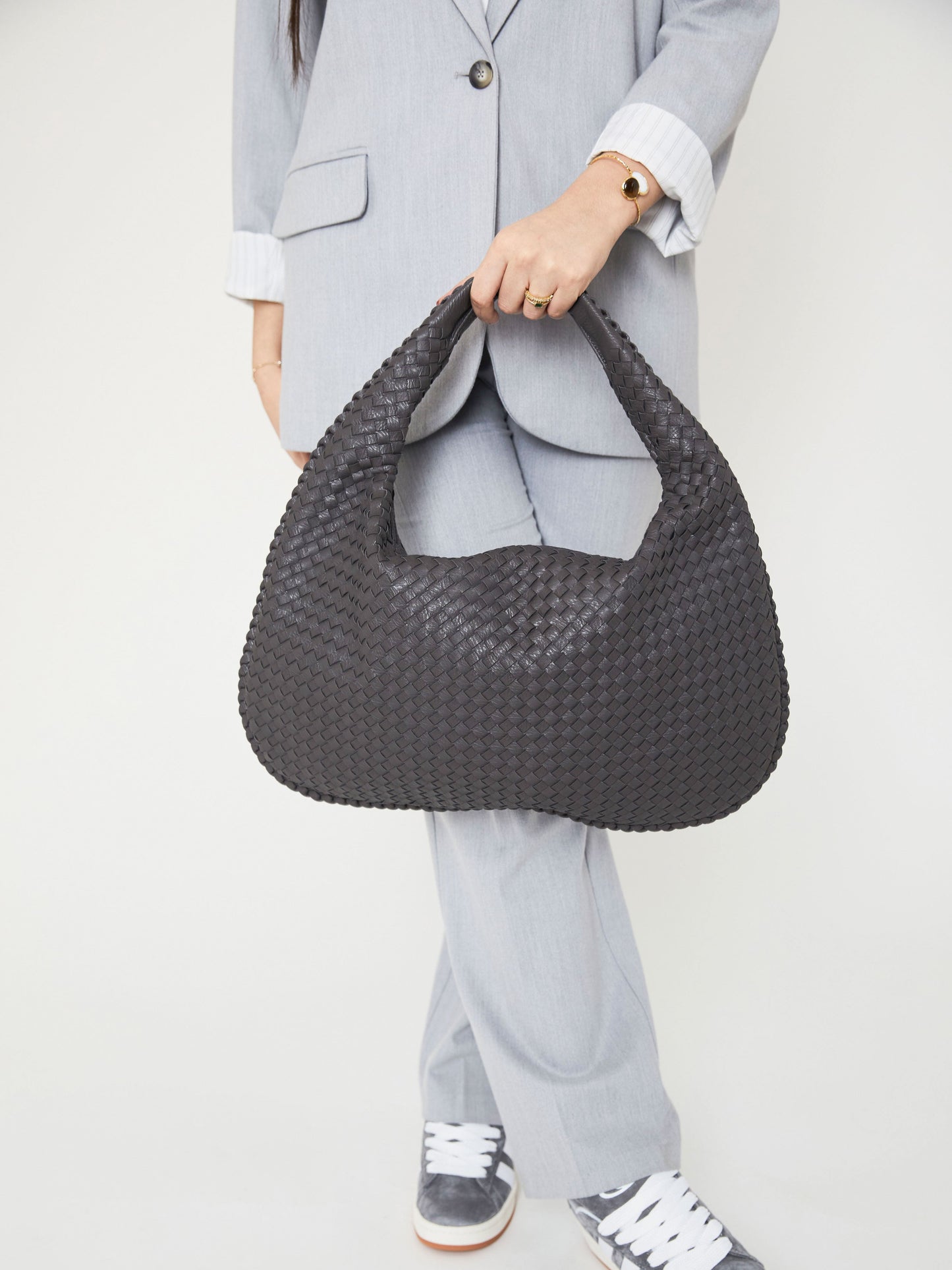 Alltags-Ledertasche - Dunkelgrau