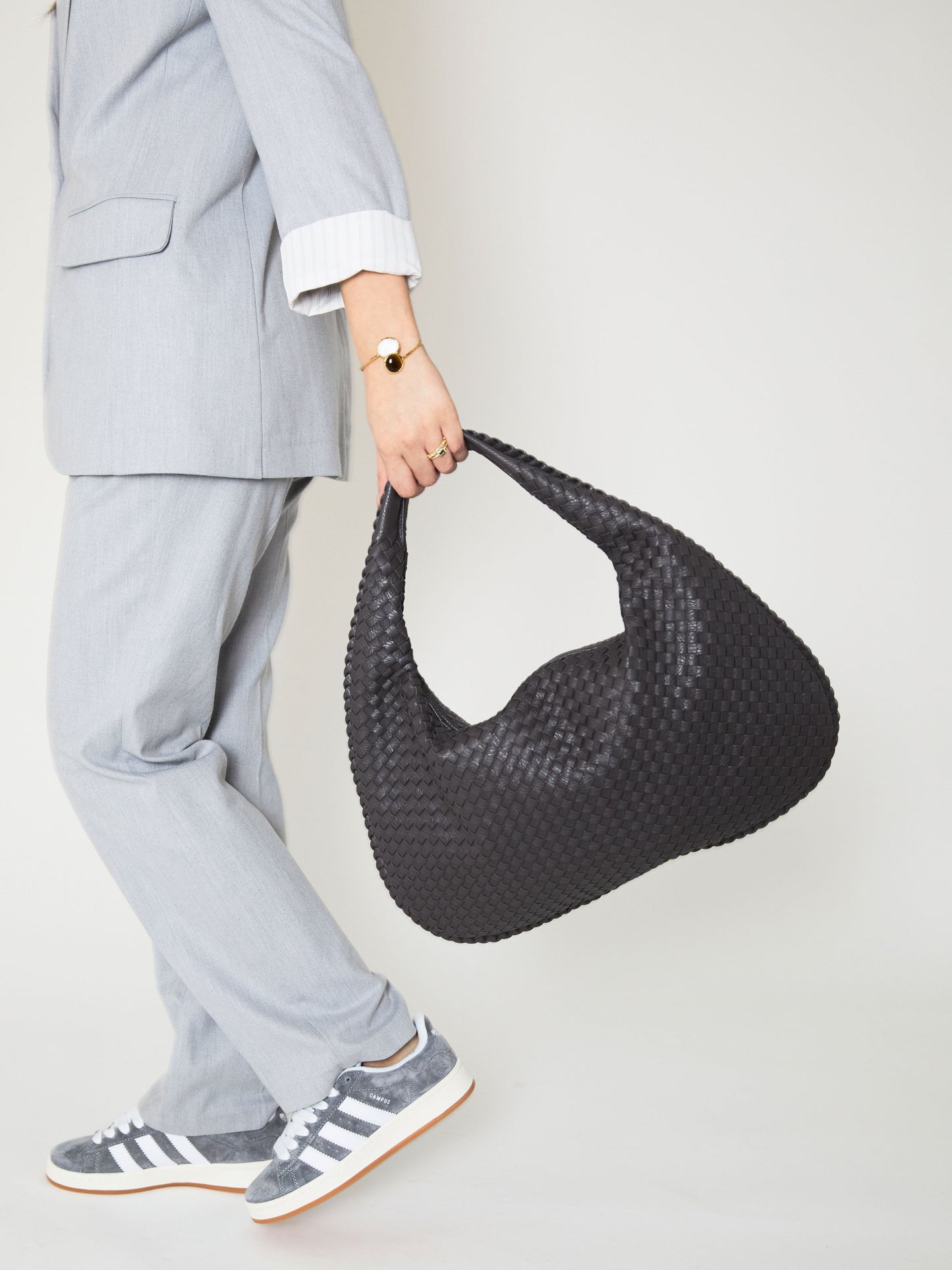Alltags-Ledertasche - Dunkelgrau