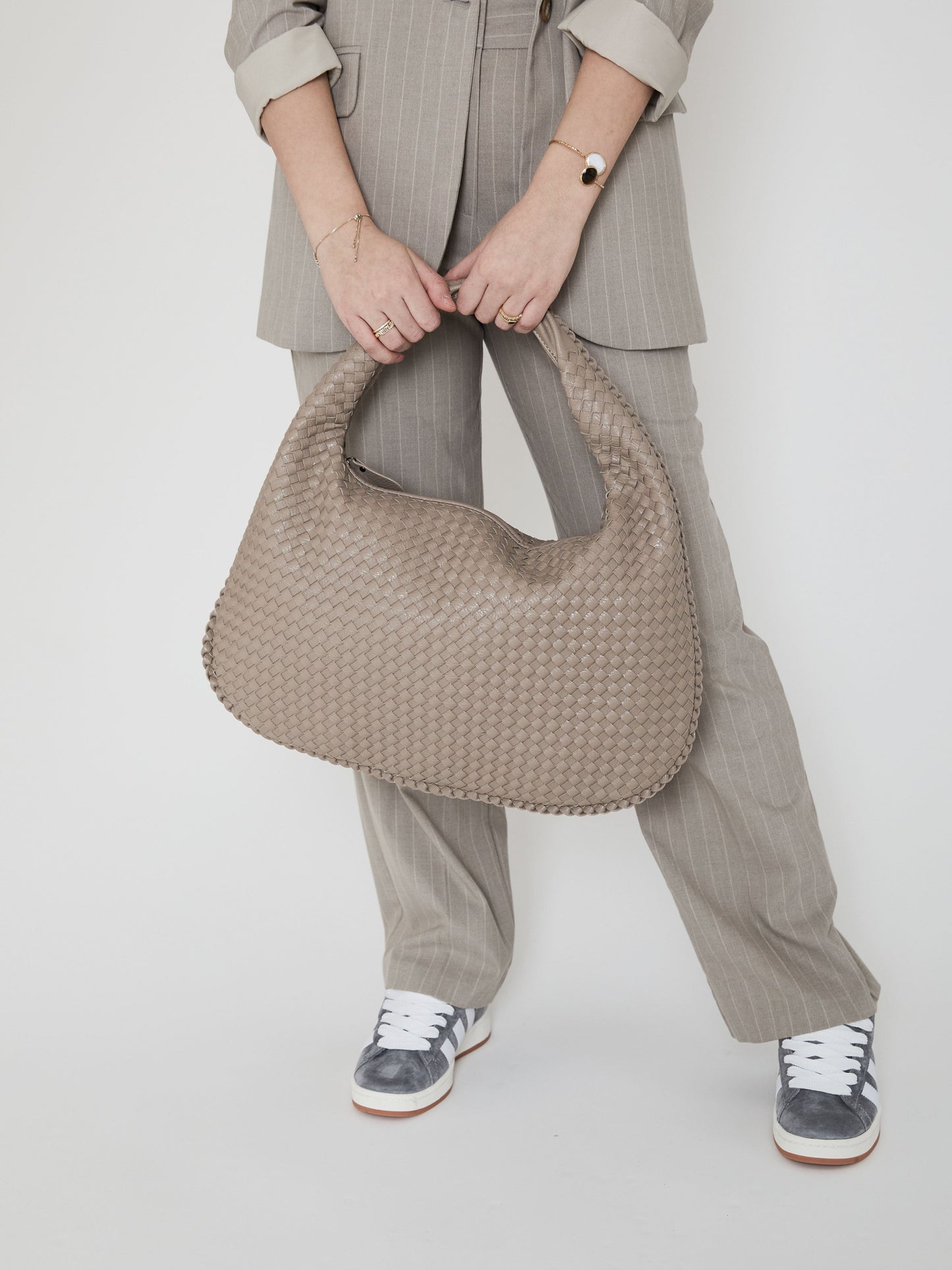 Alltagstasche aus Leder - Dunkelbeige
