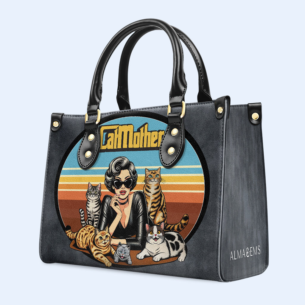 The CatMother - Personalisierte Lederhandtasche für Katzenliebhaber - LL22
