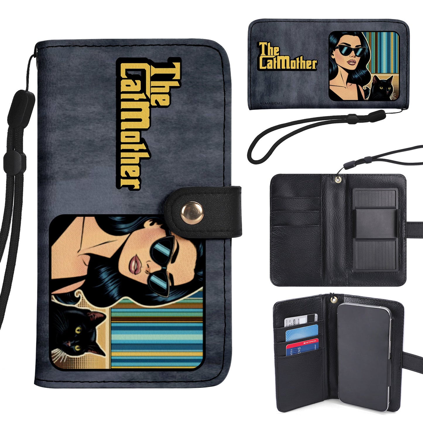 Spezielle benutzerdefinierte Haustier Kunst und Text - personalisierte Telefon Leder Brieftasche - QCUSTOM09PW