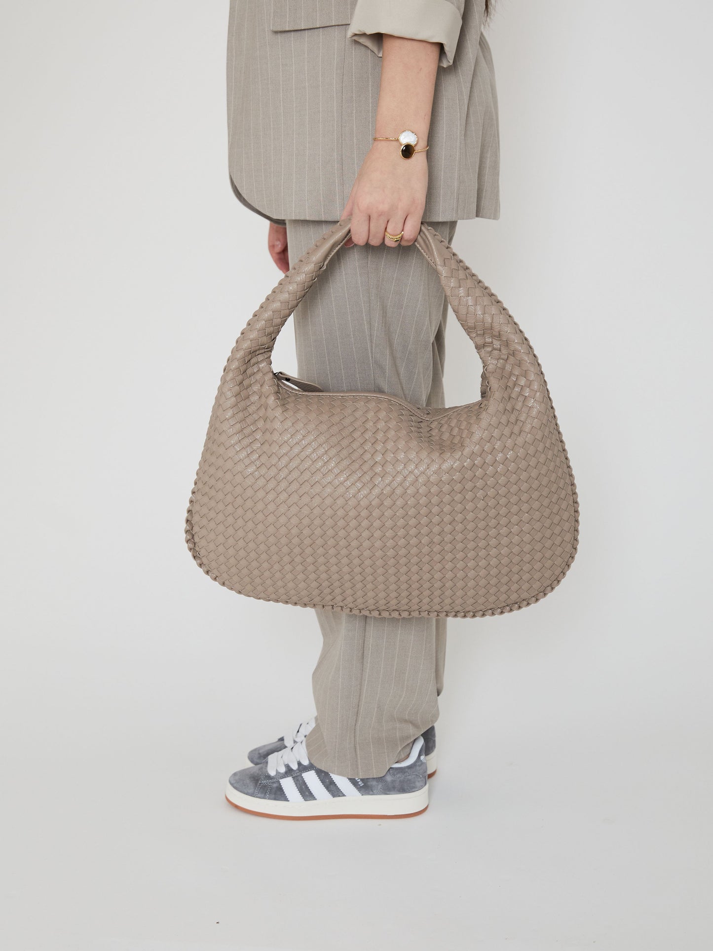 Alltagstasche aus Leder - Dunkelbeige