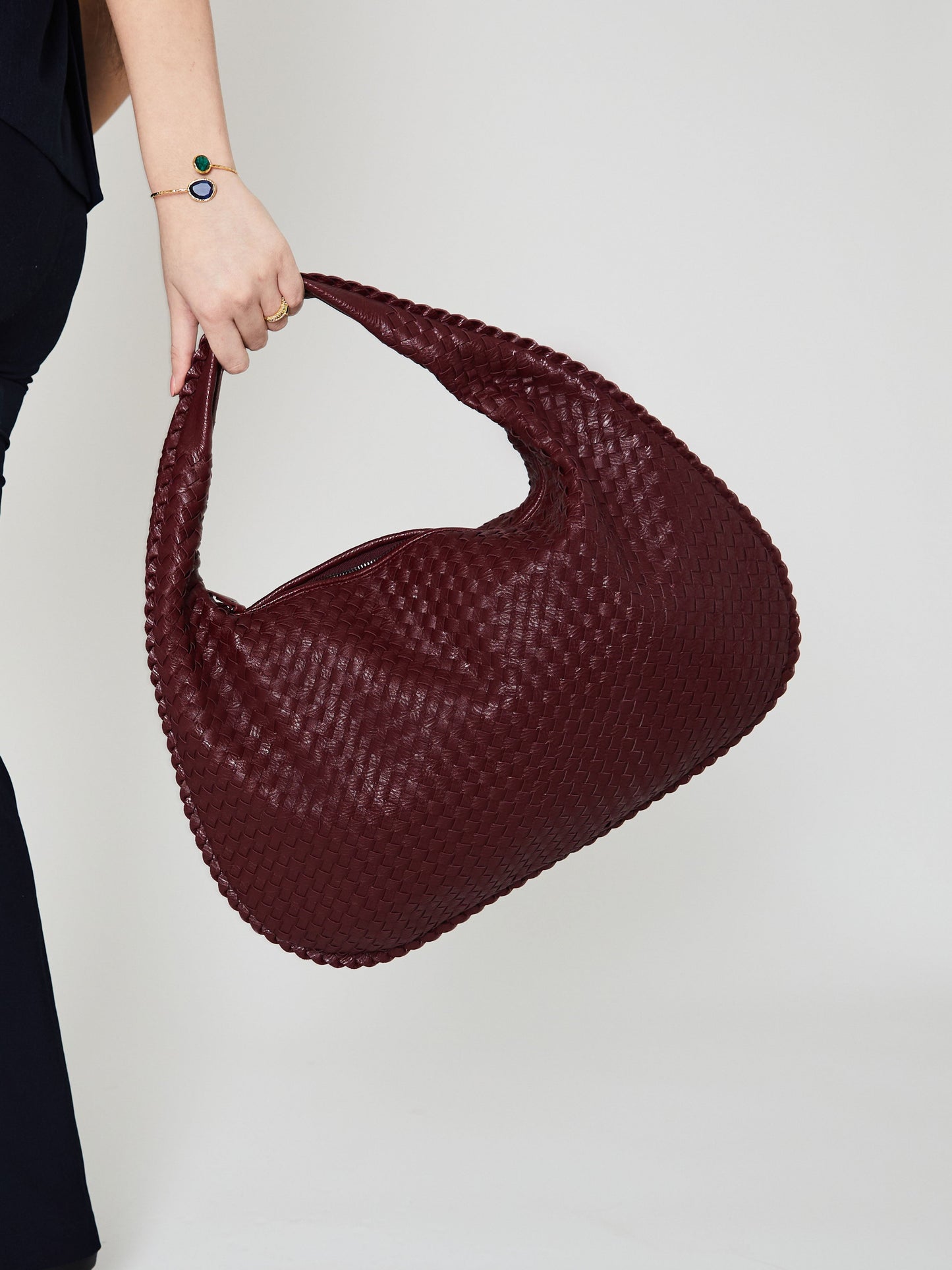 Alltags-Ledertasche - Weinrot