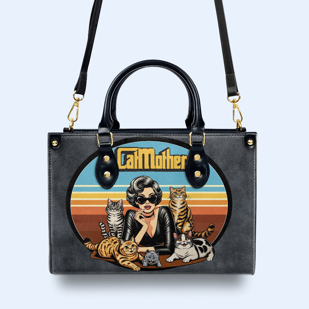 The CatMother - Personalisierte Lederhandtasche für Katzenliebhaber - LL22