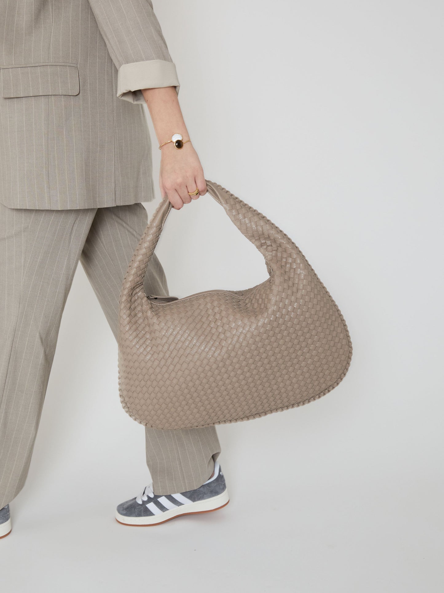 Alltagstasche aus Leder - Dunkelbeige