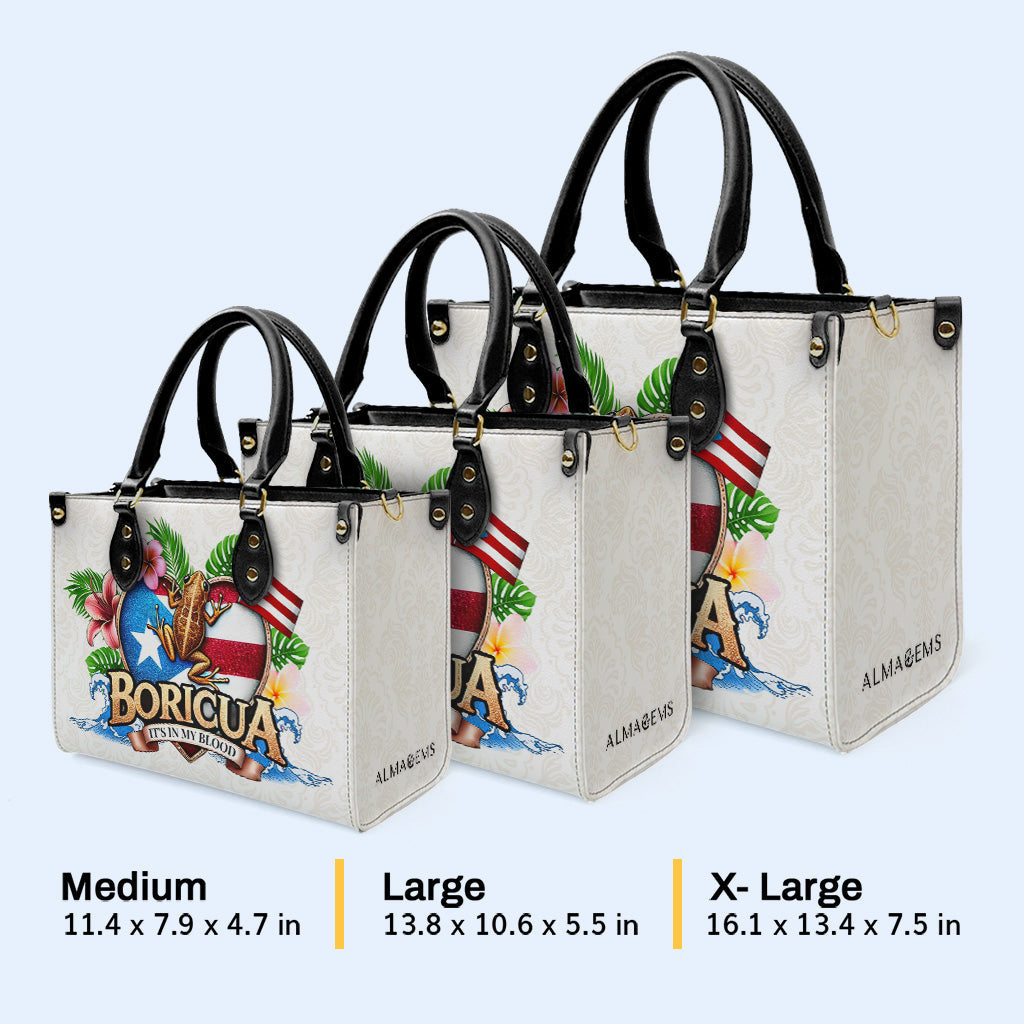 BORICUA. ES LIEGT IN MEINEM BLUT - Personalisierte Lederhandtasche - LA023_HB