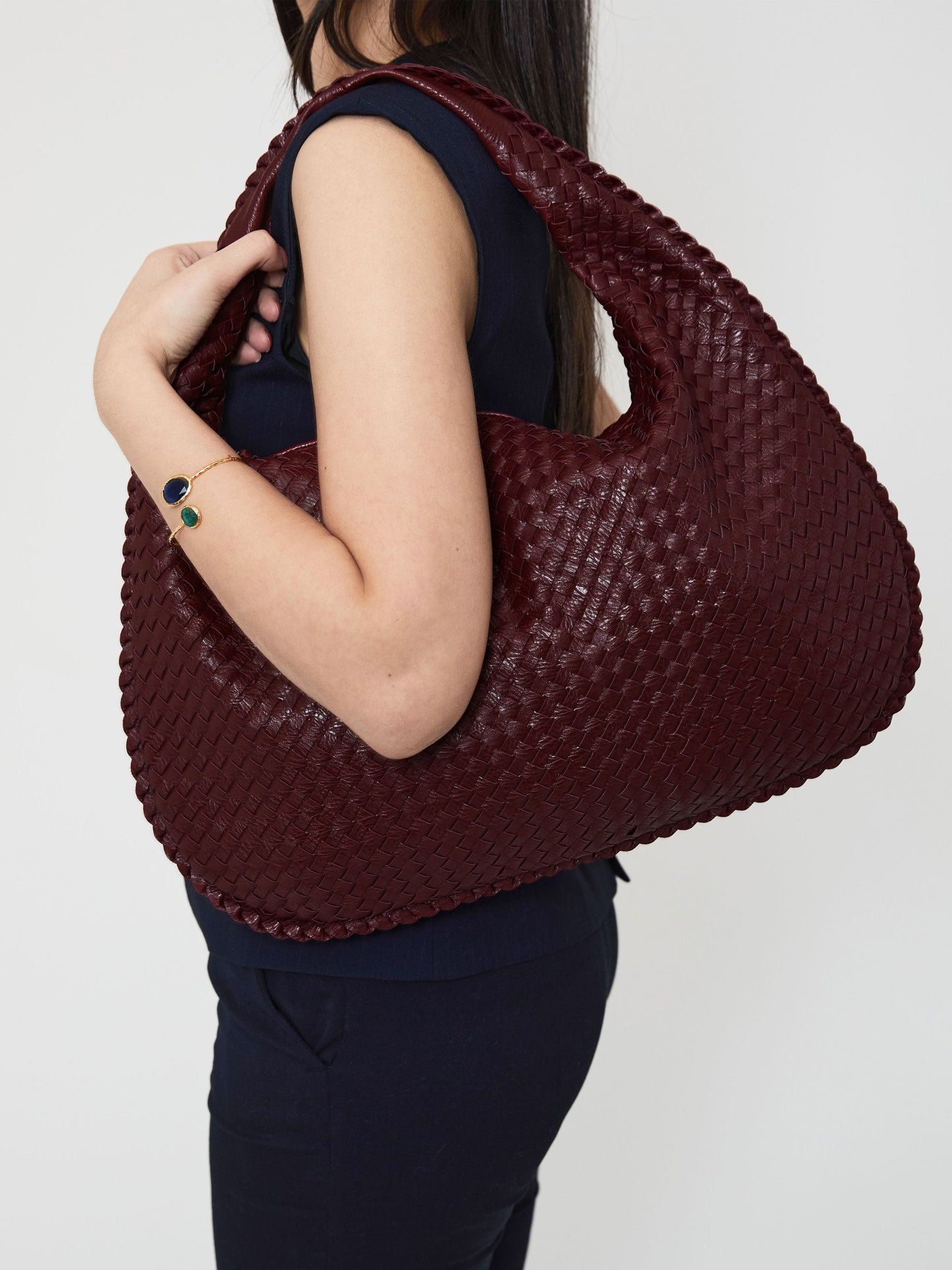 Alltags-Ledertasche - Weinrot