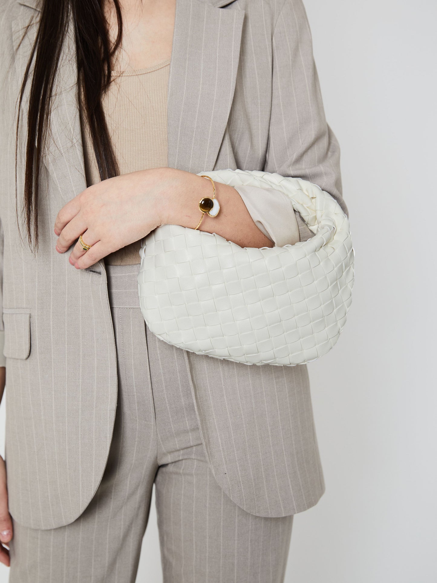 Mini-Ledertasche für den Alltag - Weiß