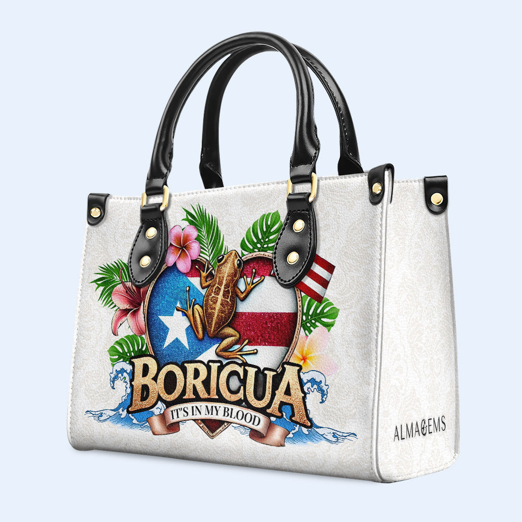 BORICUA. ES LIEGT IN MEINEM BLUT - Personalisierte Lederhandtasche - LA023_HB
