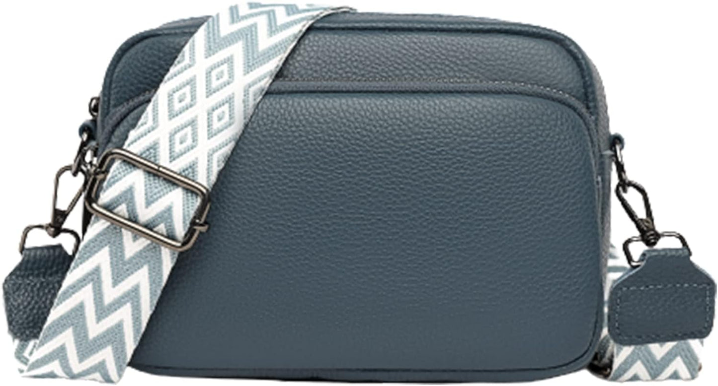 Chic Leather Crossbody Camera Bag with Guitar Strap