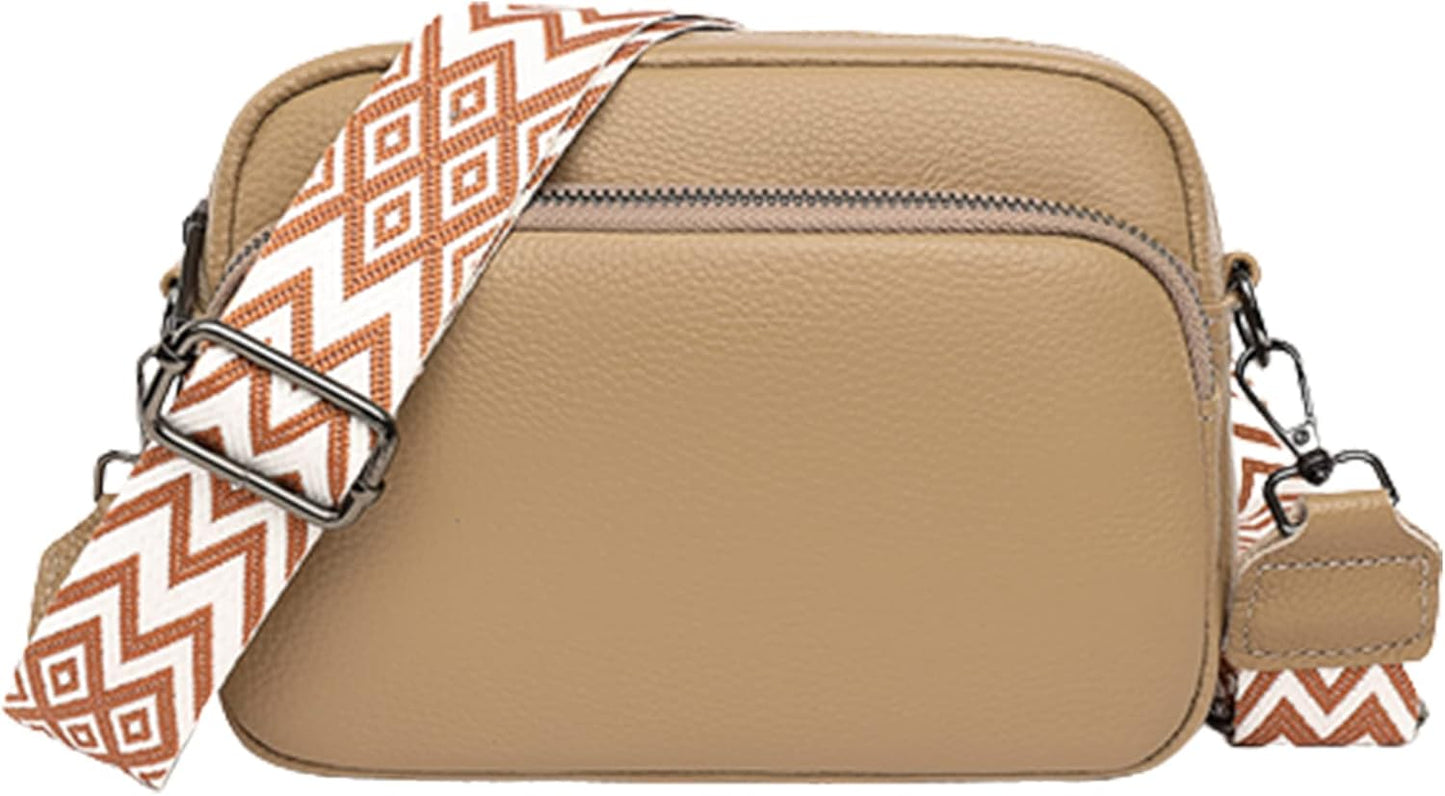 Chic Leather Crossbody Camera Bag with Guitar Strap