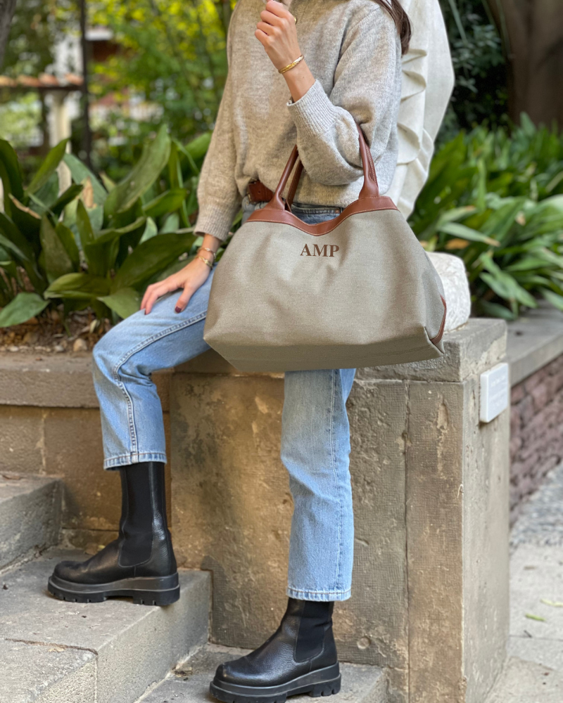 Khakigrüne Pía-Tasche aus Canvas