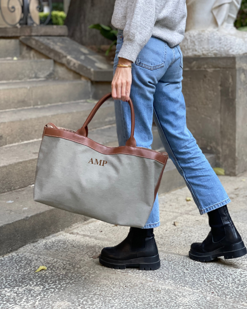 Khakigrüne Pía-Tasche aus Canvas