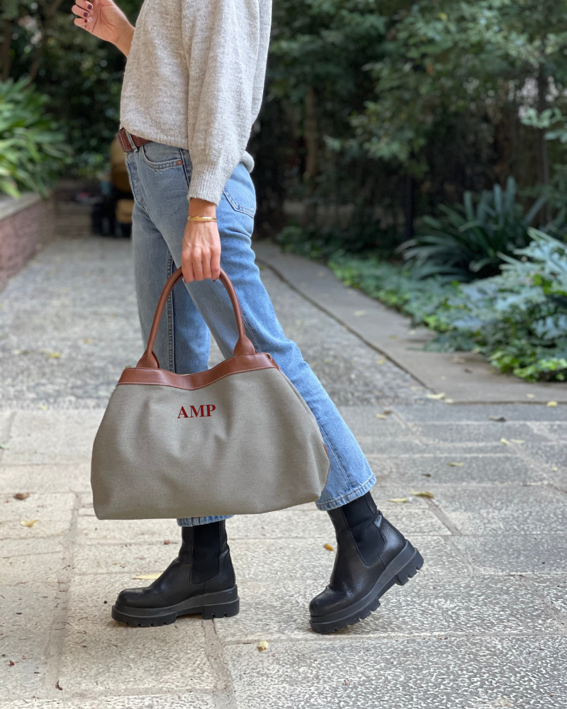 Khakigrüne Pía-Tasche aus Canvas