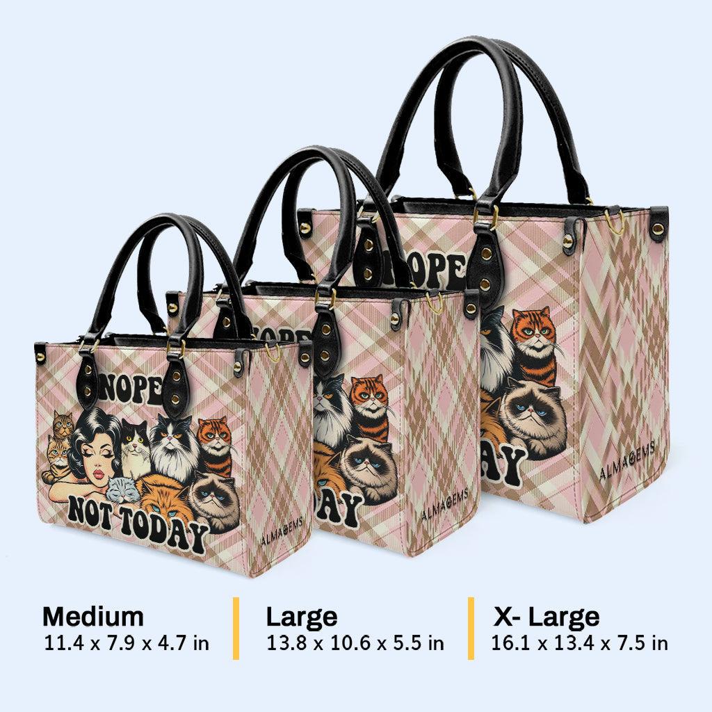 Nö. Nicht heute - Personalisierte Lederhandtasche für Katzenliebhaber - LL20