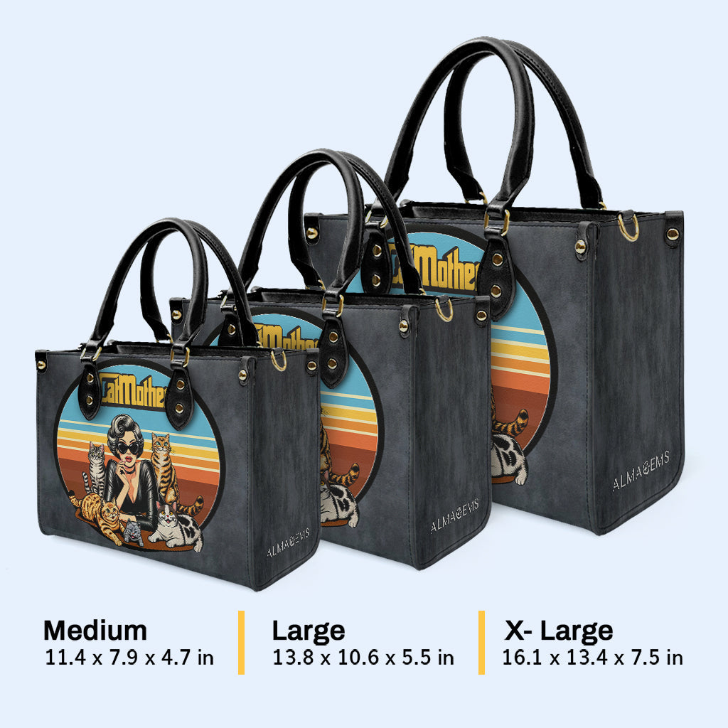The CatMother - Personalisierte Lederhandtasche für Katzenliebhaber - LL22