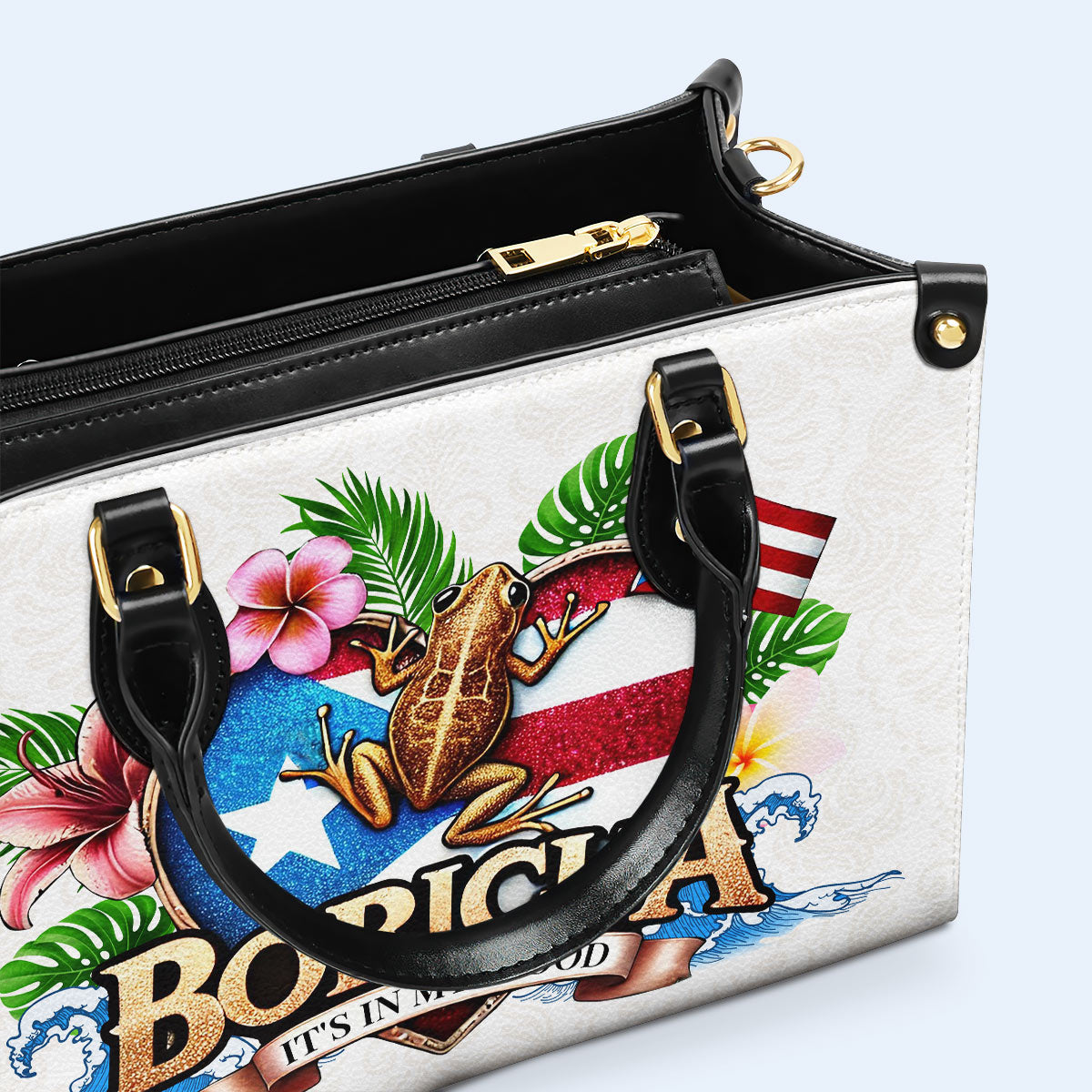BORICUA. ES LIEGT IN MEINEM BLUT - Personalisierte Lederhandtasche - LA023_HB