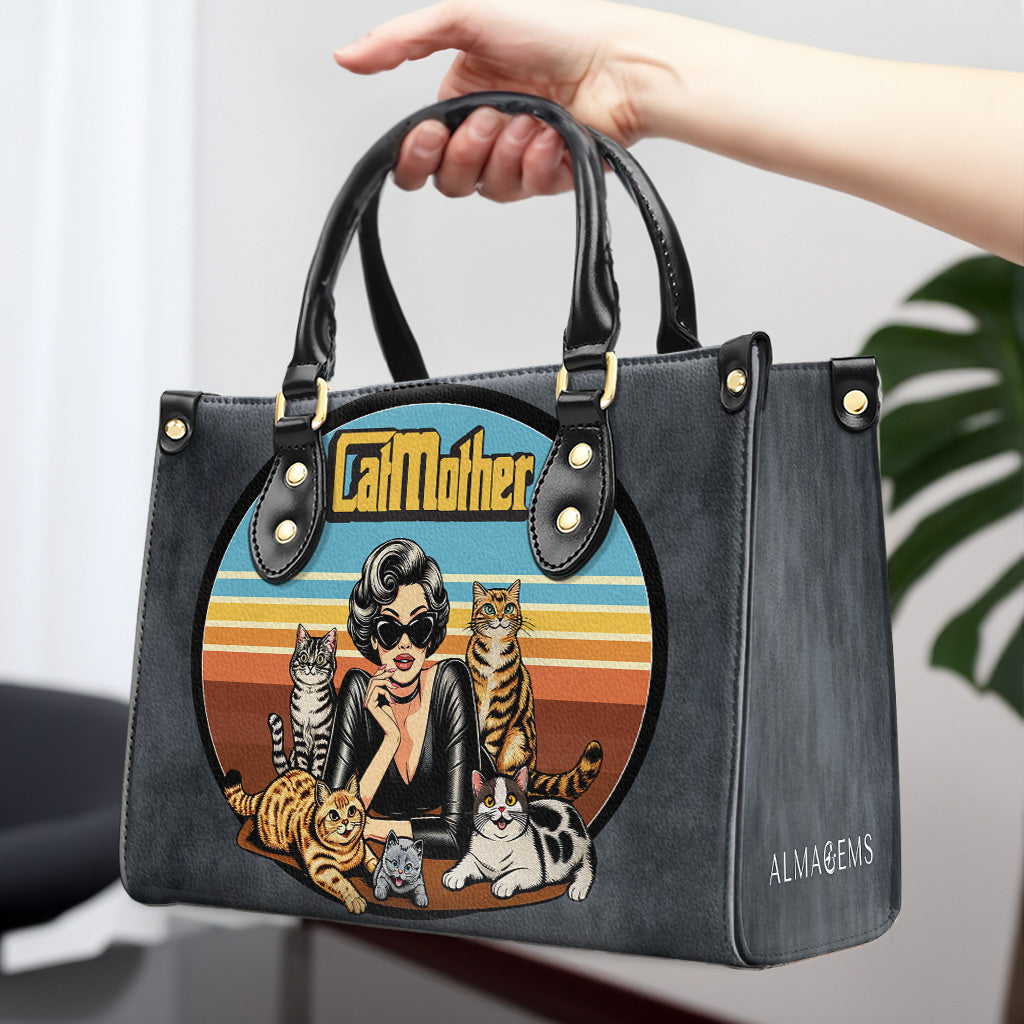 The CatMother - Personalisierte Lederhandtasche für Katzenliebhaber - LL22