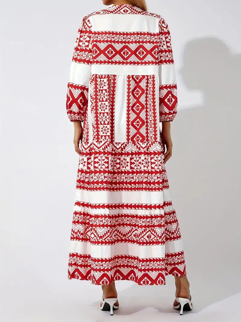 Boho Puff Sleeve Maxi Loose Dress