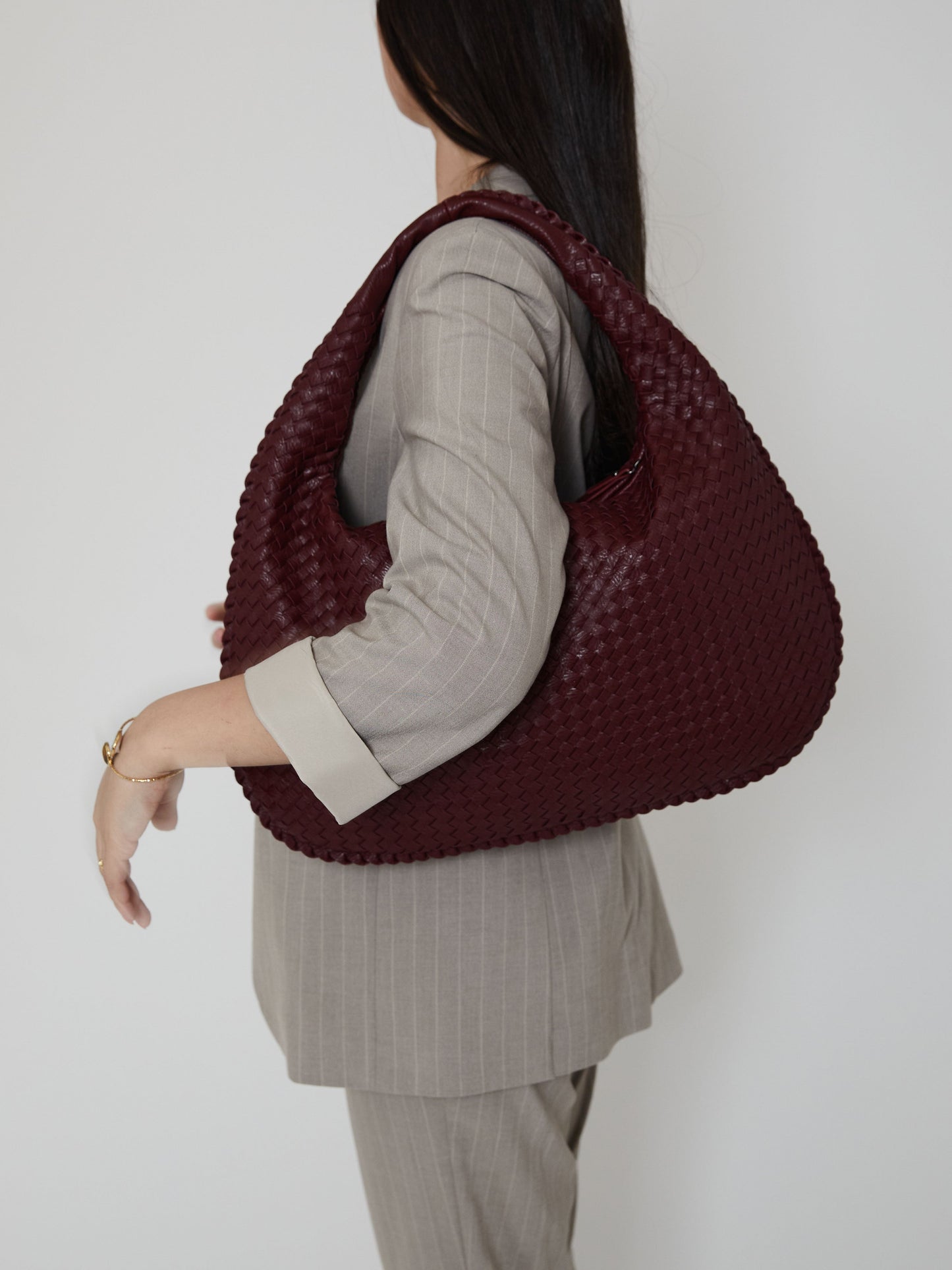 Alltags-Ledertasche - Weinrot