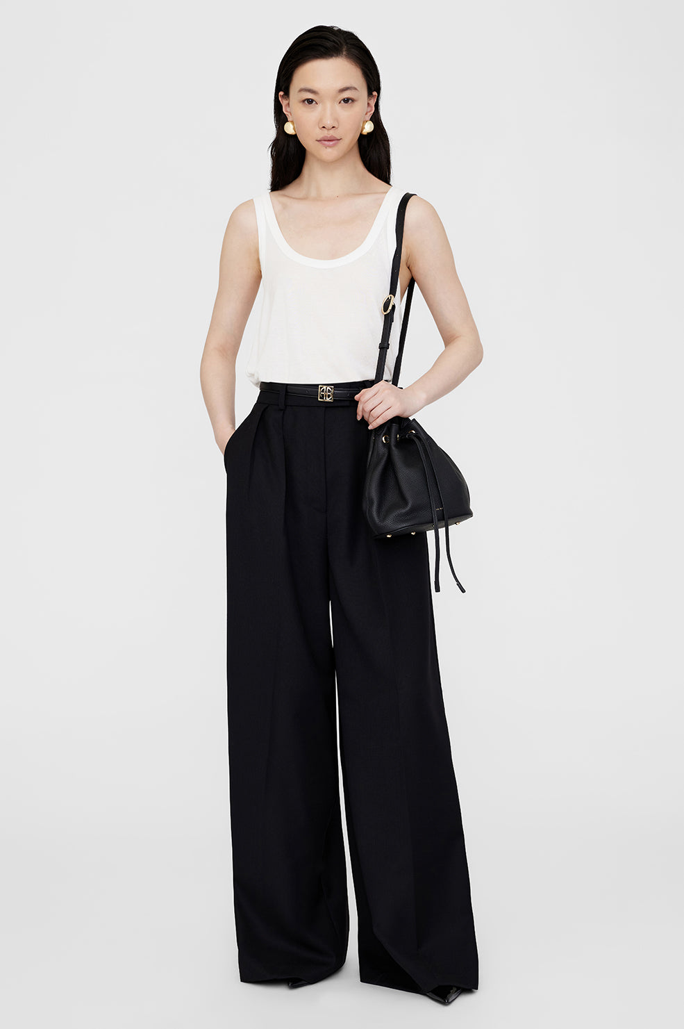 Mini Alana Beuteltasche - Schwarz genarbt