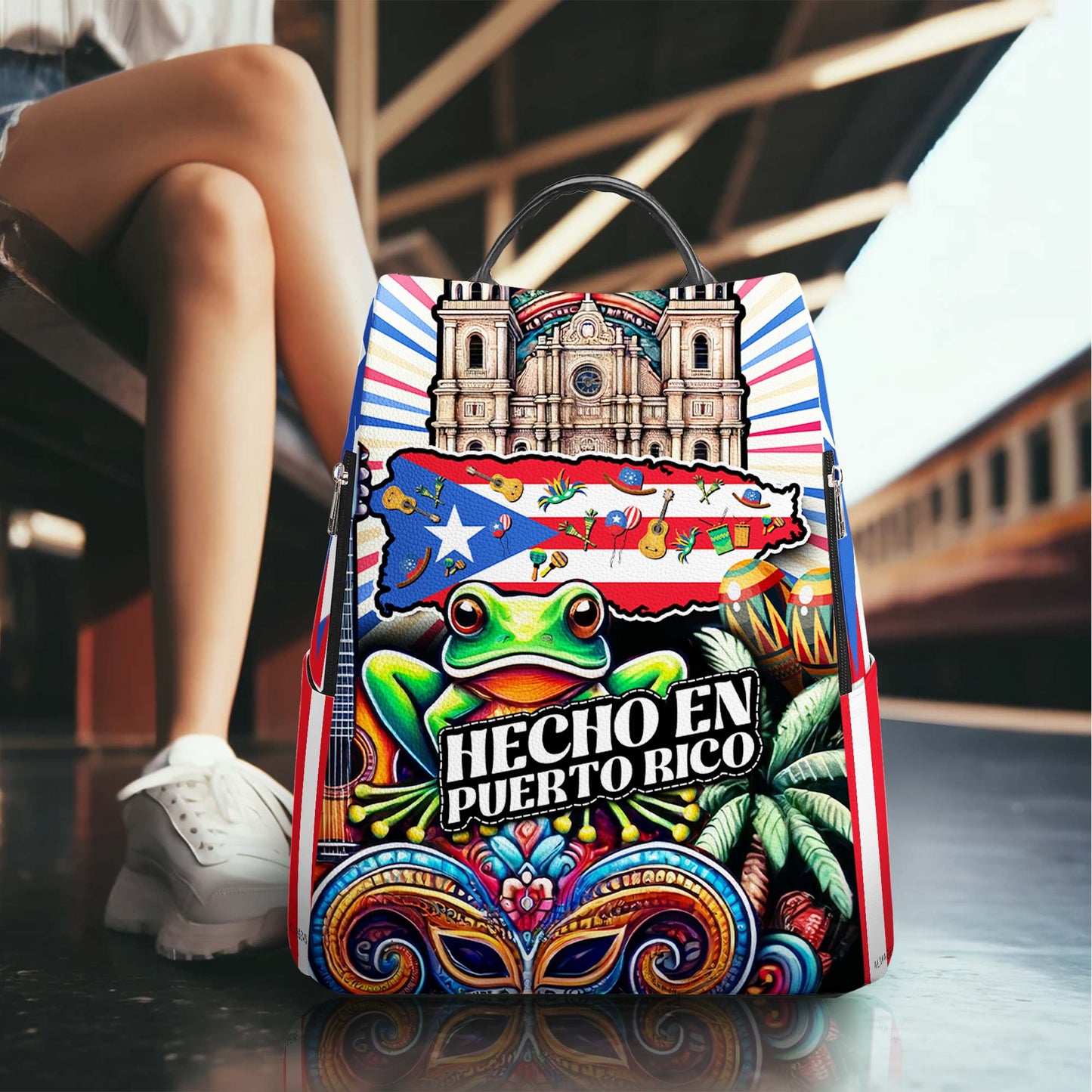 Hecho En Puerto Rico – Personalisierter individueller Lederrucksack – BP_MX14