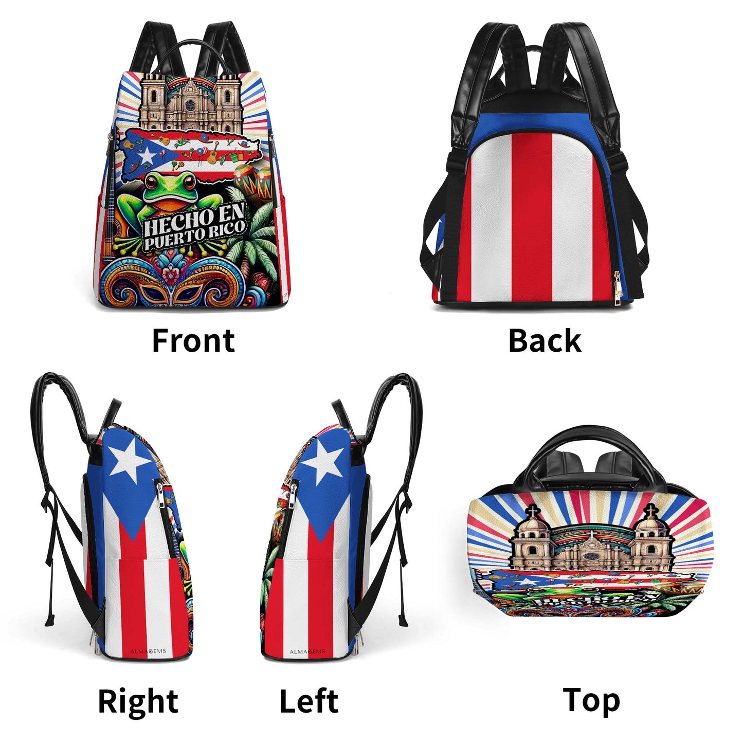 Hecho En Puerto Rico – Personalisierter individueller Lederrucksack – BP_MX14