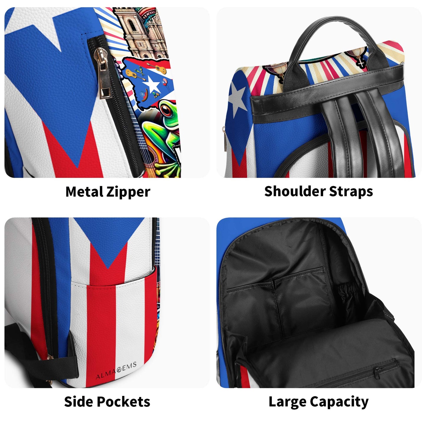 Hecho En Puerto Rico – Personalisierter individueller Lederrucksack – BP_MX14