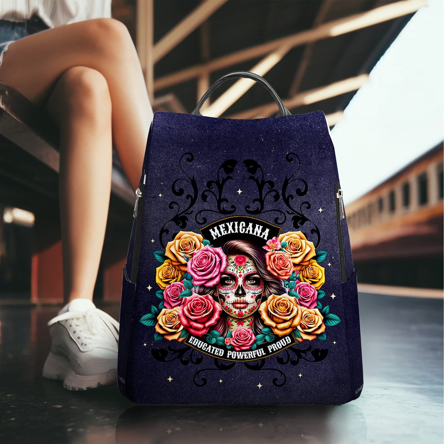 The Girl And Roses - Personalized Custom Leather BackPack - BP_MX28