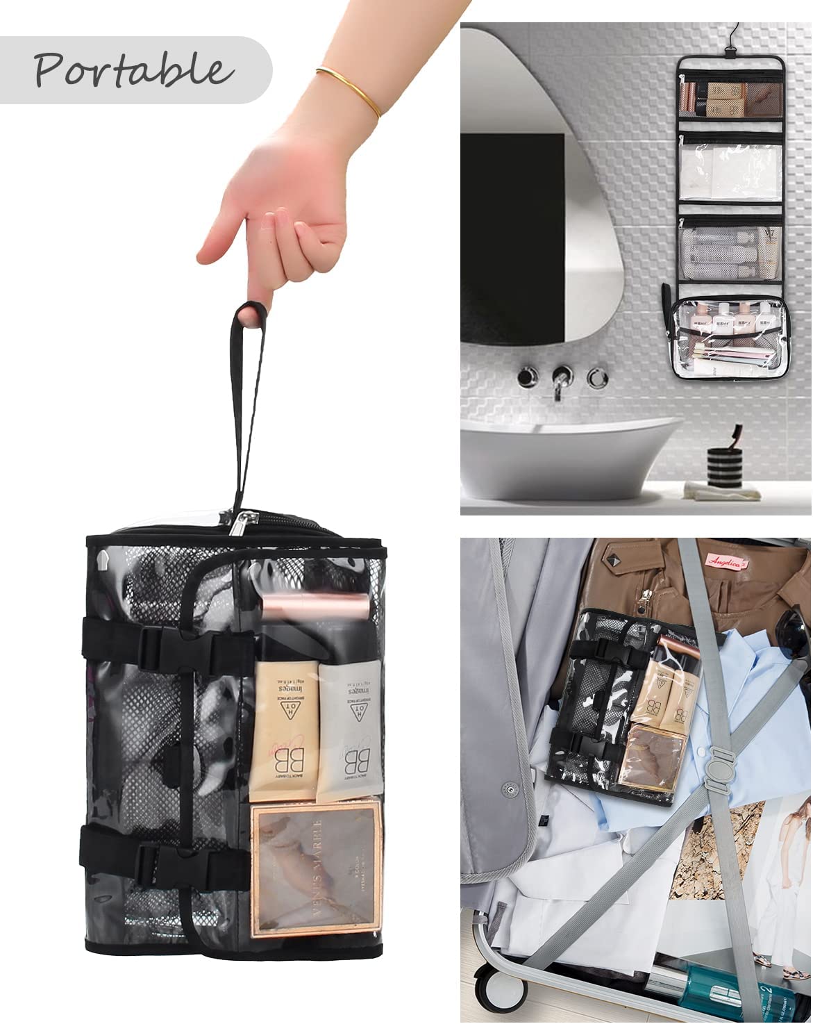 Clear Hanging Travel Toiletry Bag with TSA Approved