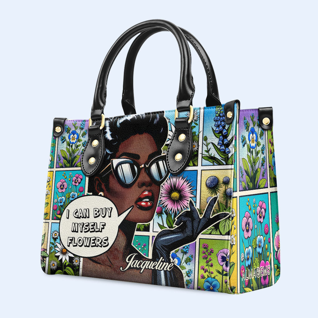 Ich kann mir Blumen kaufen - Personalisierte Lederhandtasche - DB01
