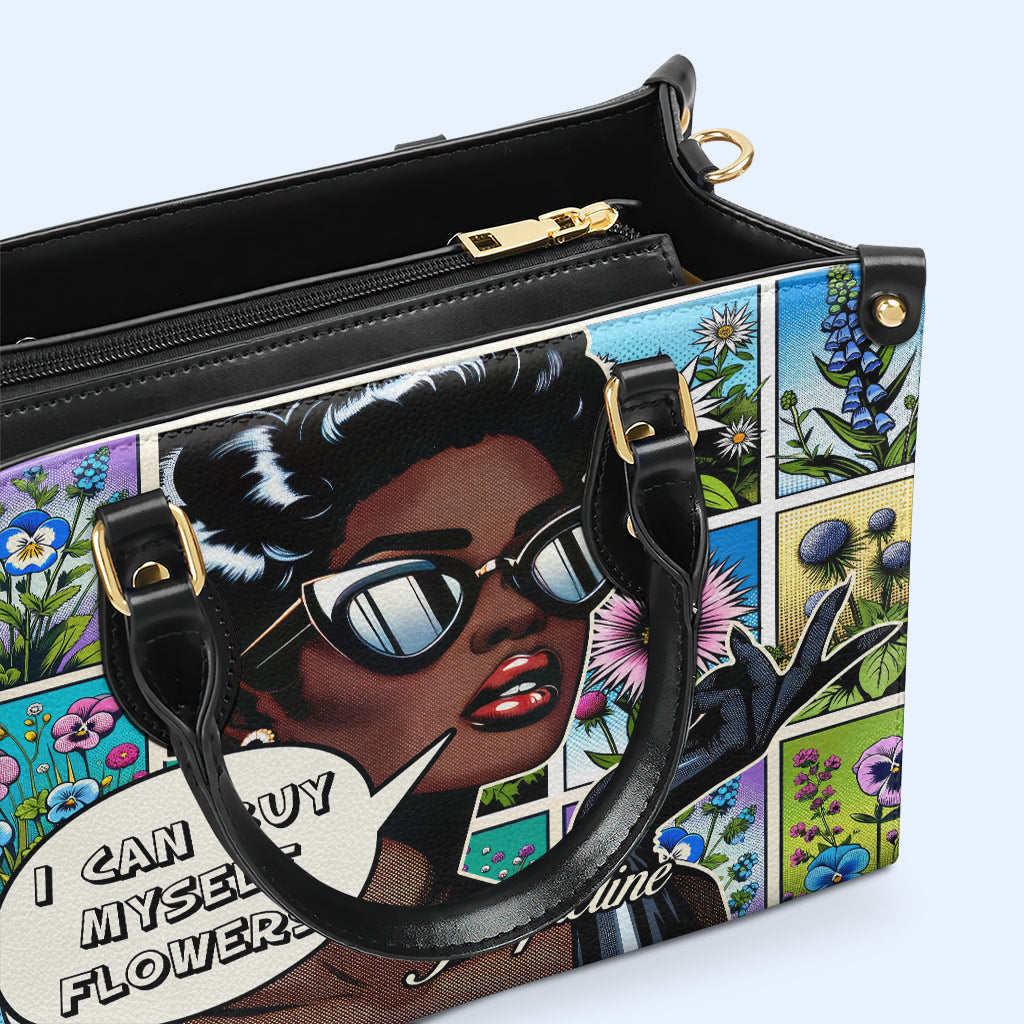 Ich kann mir Blumen kaufen - Personalisierte Lederhandtasche - DB01