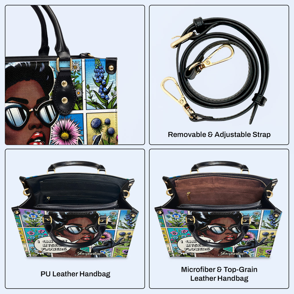 Ich kann mir Blumen kaufen - Personalisierte Lederhandtasche - DB01