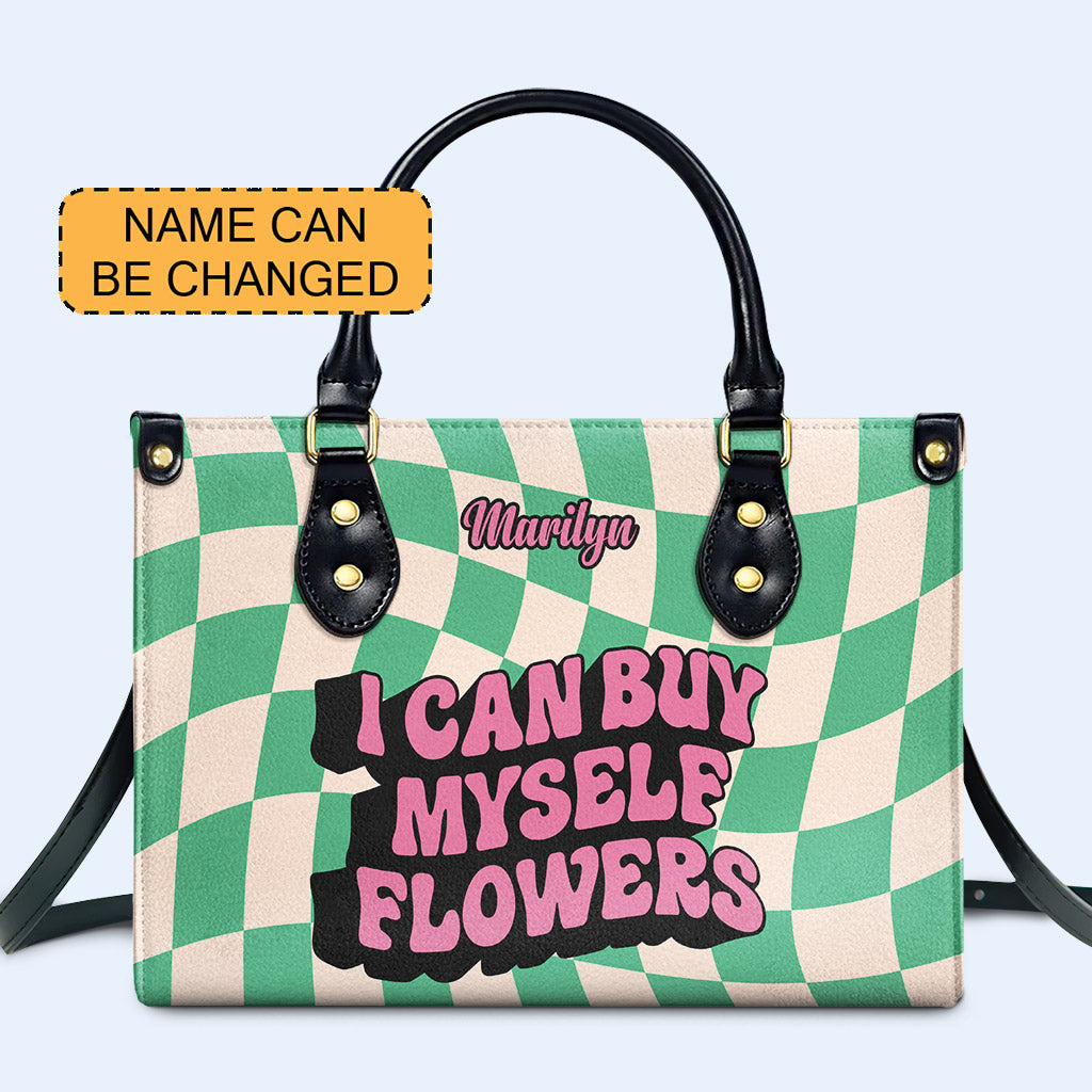 Ich kann mir Blumen kaufen - Personalisierte Lederhandtasche - DB02