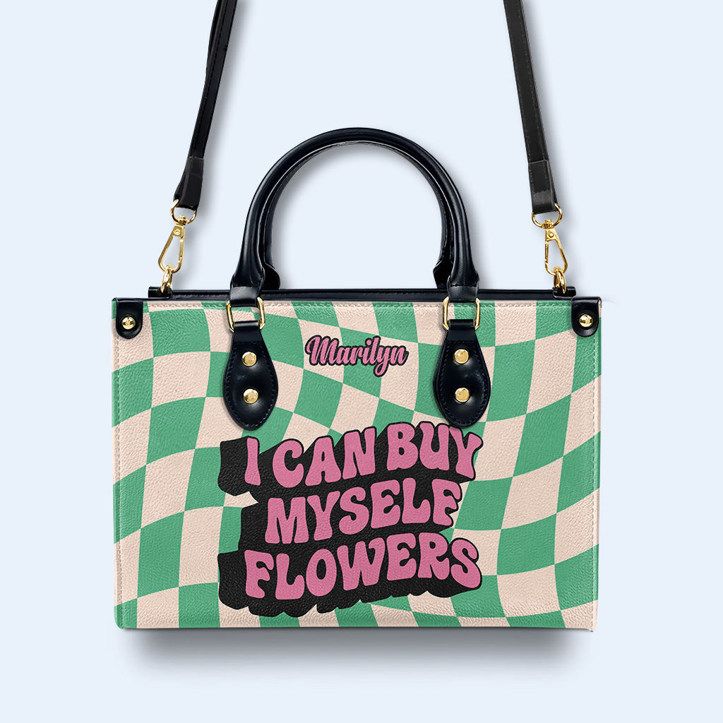 Ich kann mir Blumen kaufen - Personalisierte Lederhandtasche - DB02