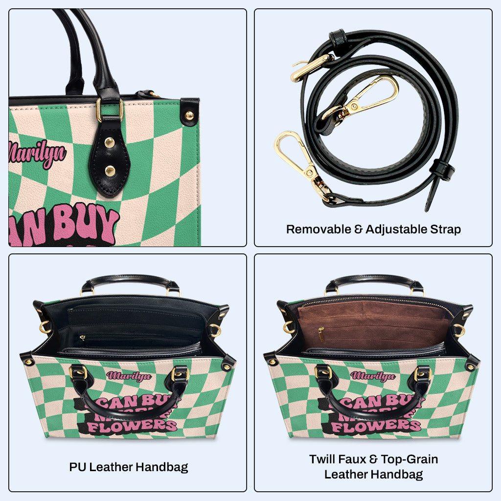 Ich kann mir Blumen kaufen - Personalisierte Lederhandtasche - DB02