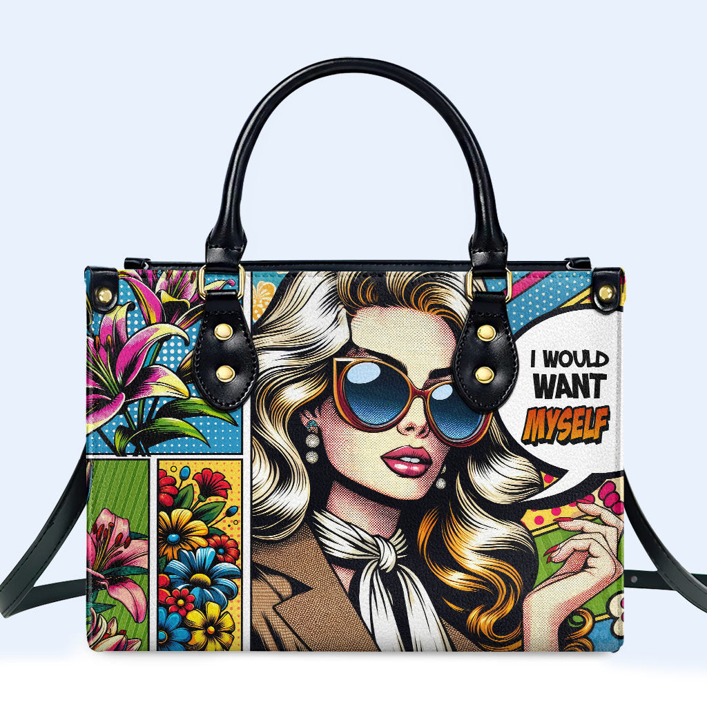 Ich würde mich selbst wollen - personalisierte benutzerdefinierte Lederhandtasche - DB03