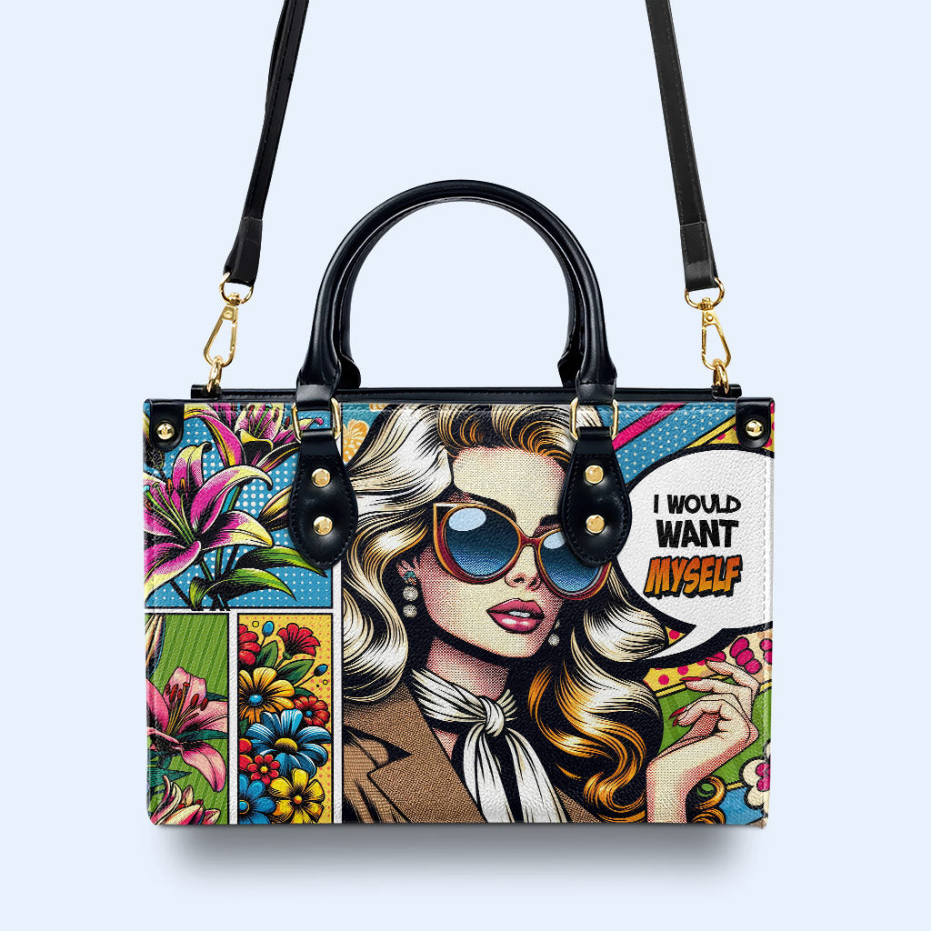 Ich würde mich selbst wollen - personalisierte benutzerdefinierte Lederhandtasche - DB03