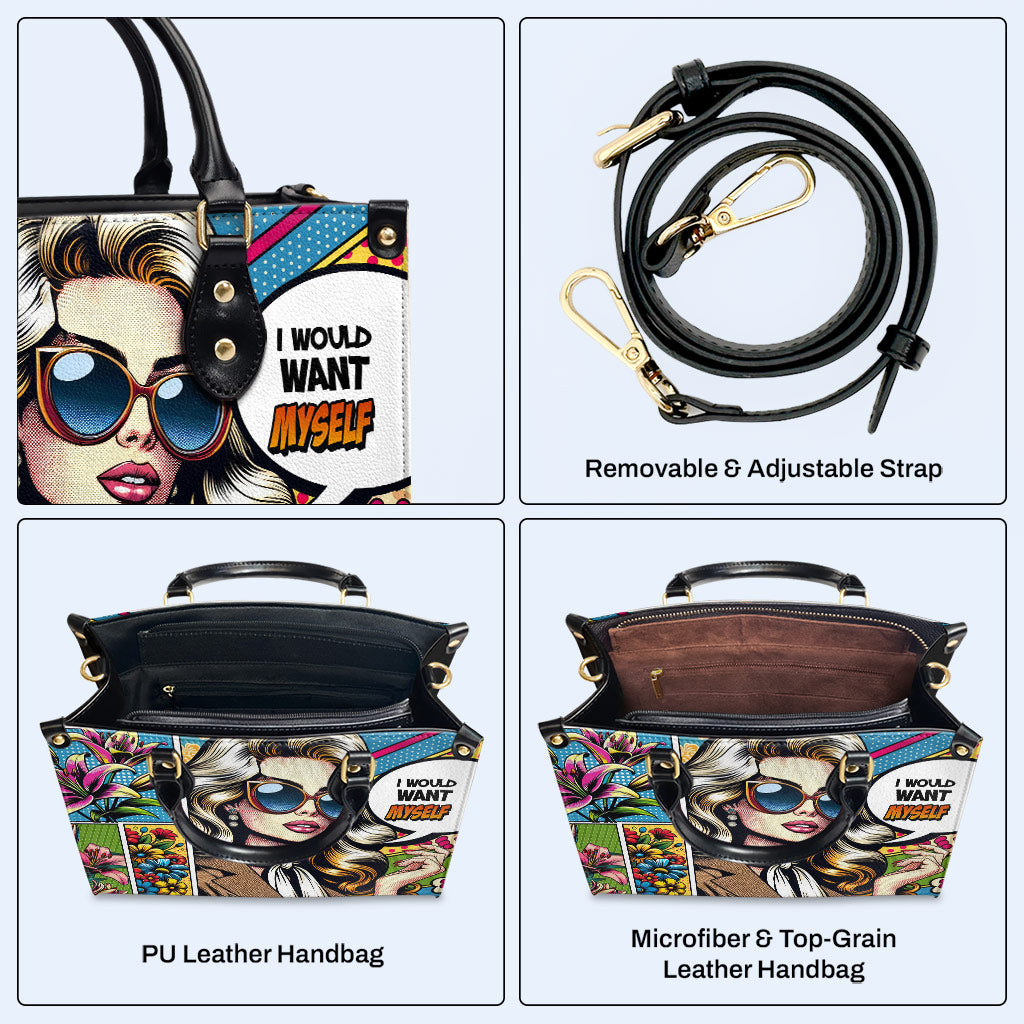 Ich würde mich selbst wollen - personalisierte benutzerdefinierte Lederhandtasche - DB03