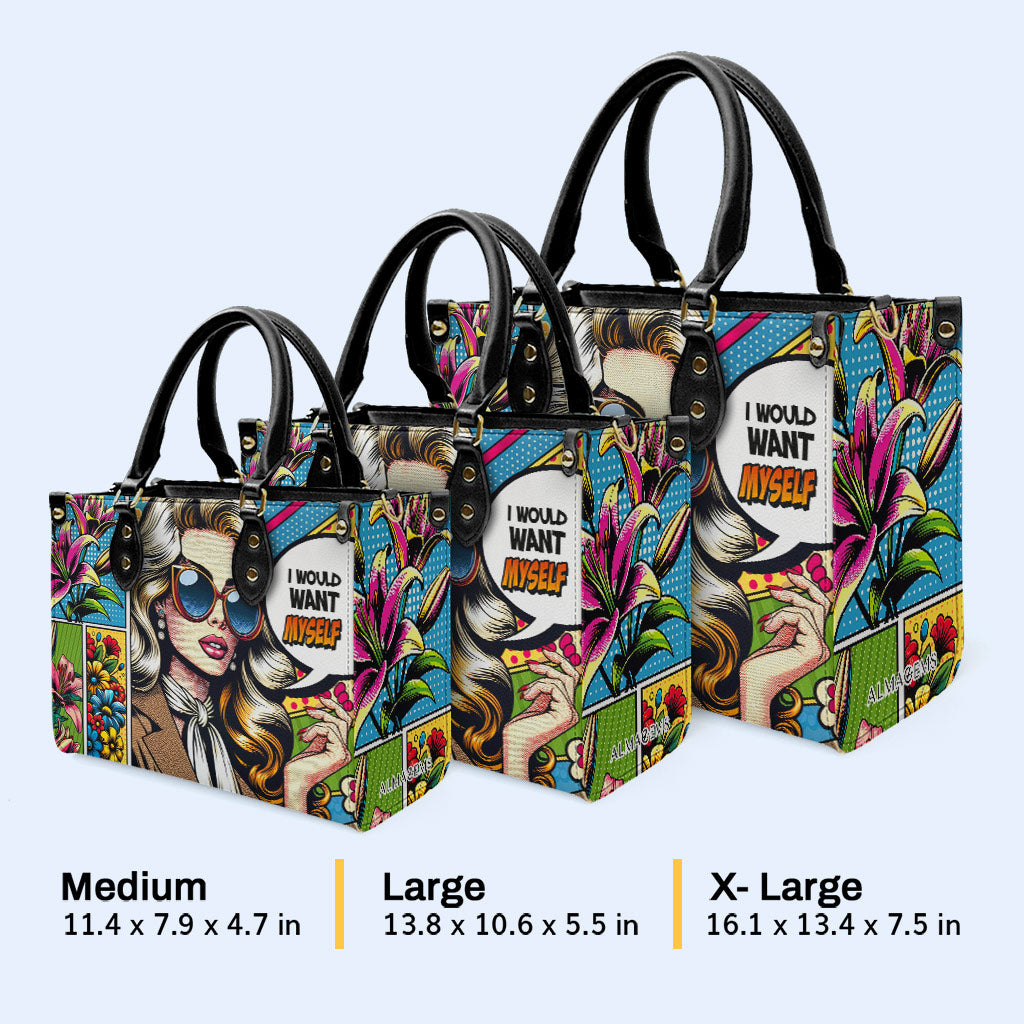 Ich würde mich selbst wollen - personalisierte benutzerdefinierte Lederhandtasche - DB03