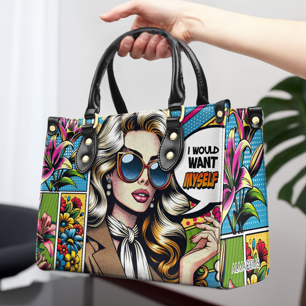 Ich würde mich selbst wollen - personalisierte benutzerdefinierte Lederhandtasche - DB03