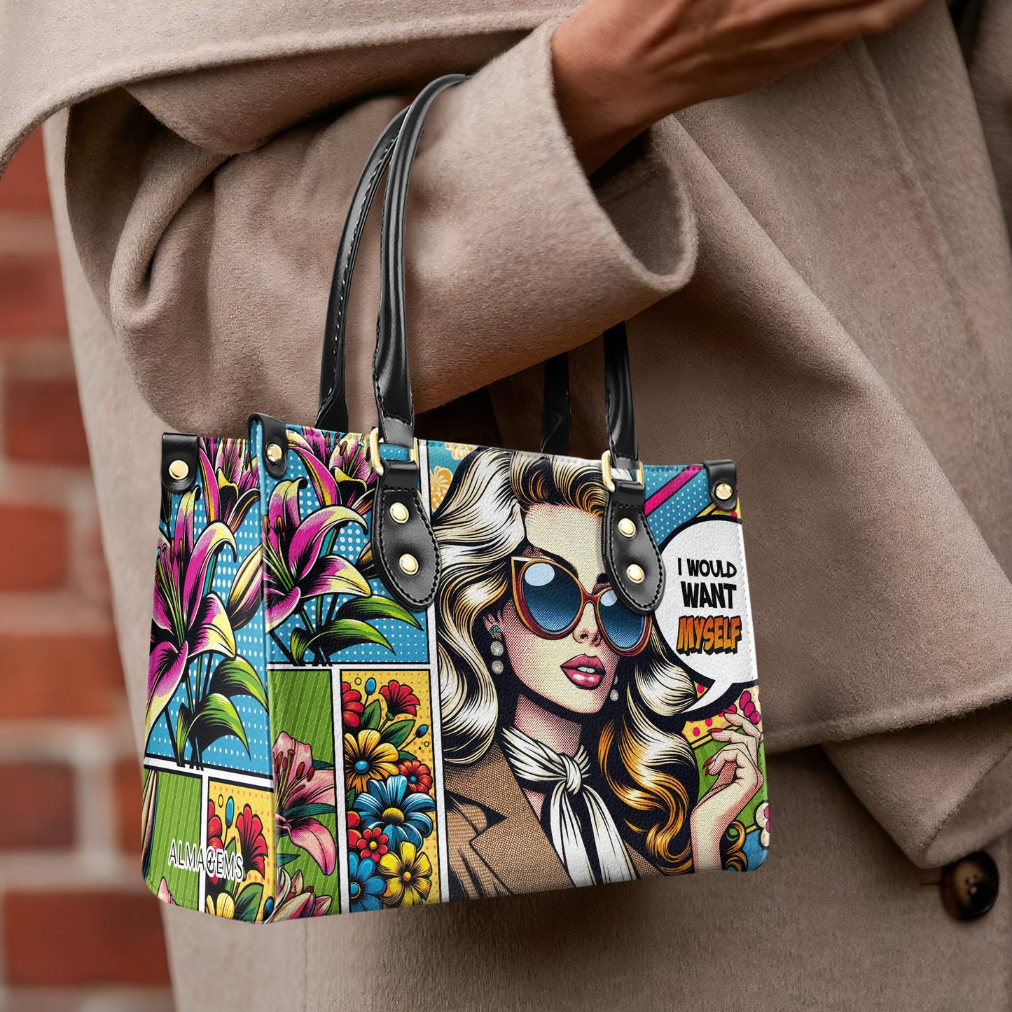 Ich würde mich selbst wollen - personalisierte benutzerdefinierte Lederhandtasche - DB03