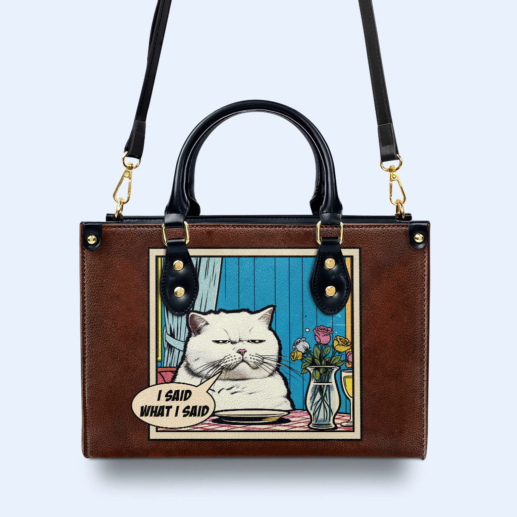 Ich sagte, was ich sagte - personalisierte Lederhandtasche - DB09