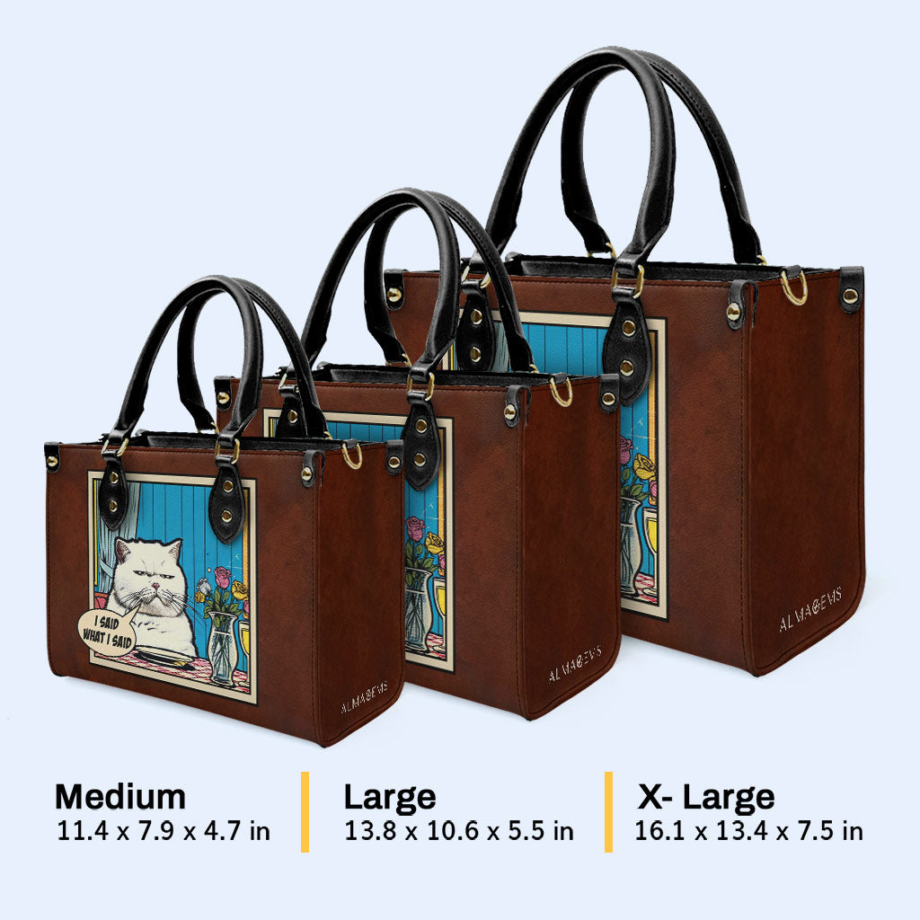Ich sagte, was ich sagte - personalisierte Lederhandtasche - DB09